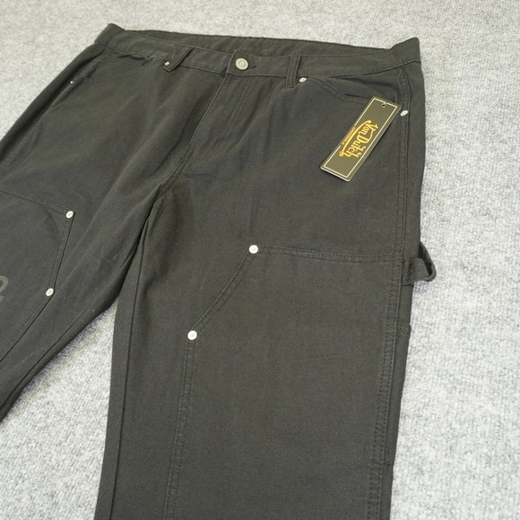 NEW Von Dutch Carpenter Pants Mens 36x30 Black Double Knee Canvas Logo Y2K - Picture 3 of 16